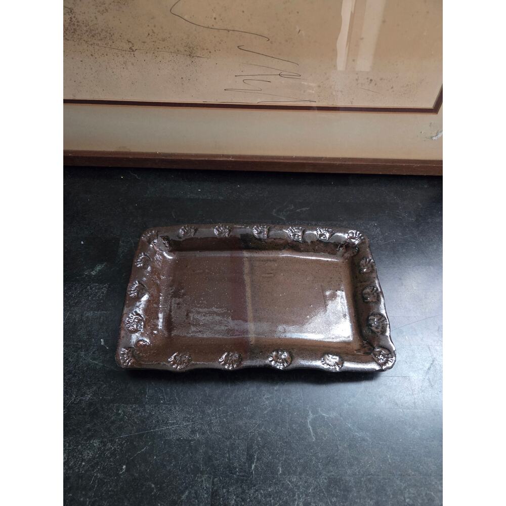 MAM Studio Pottery Tray 10.5"x6.5" Brown Glaze Handcrafted Stoneware 2009